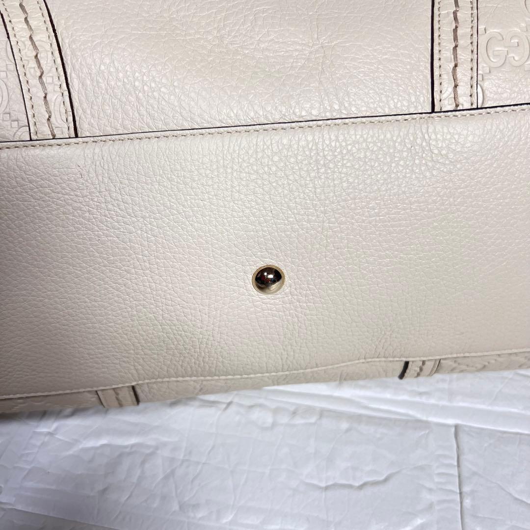 GUCCI グッチ シマトートバッグ GGレザー トートバッグ ホワイト