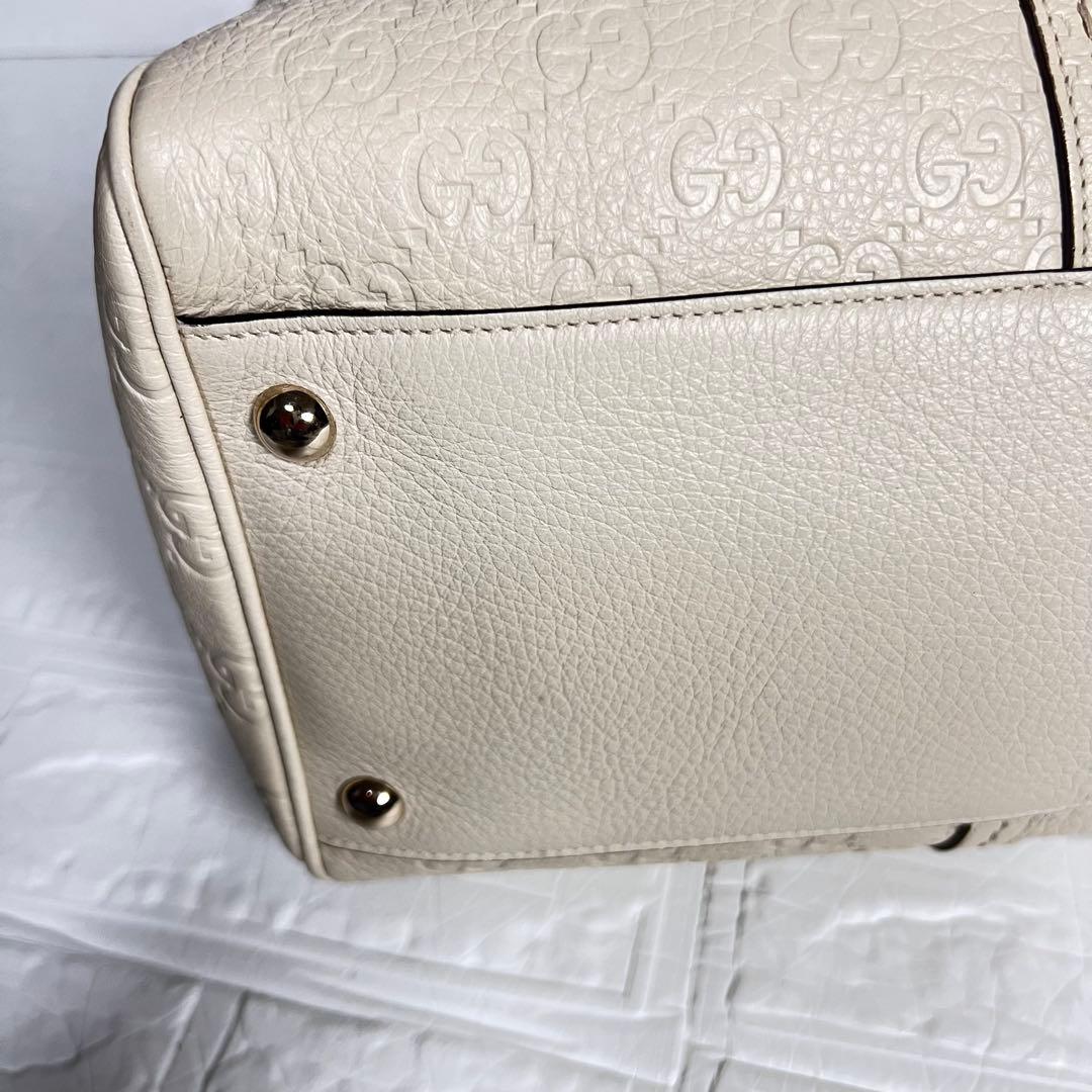 GUCCI グッチ シマトートバッグ GGレザー トートバッグ ホワイト