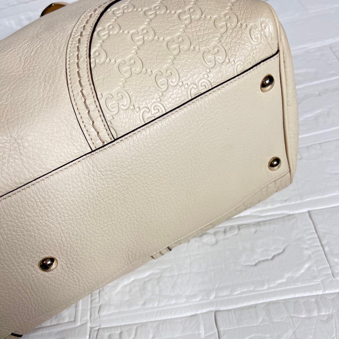 GUCCI グッチ シマトートバッグ GGレザー トートバッグ ホワイト