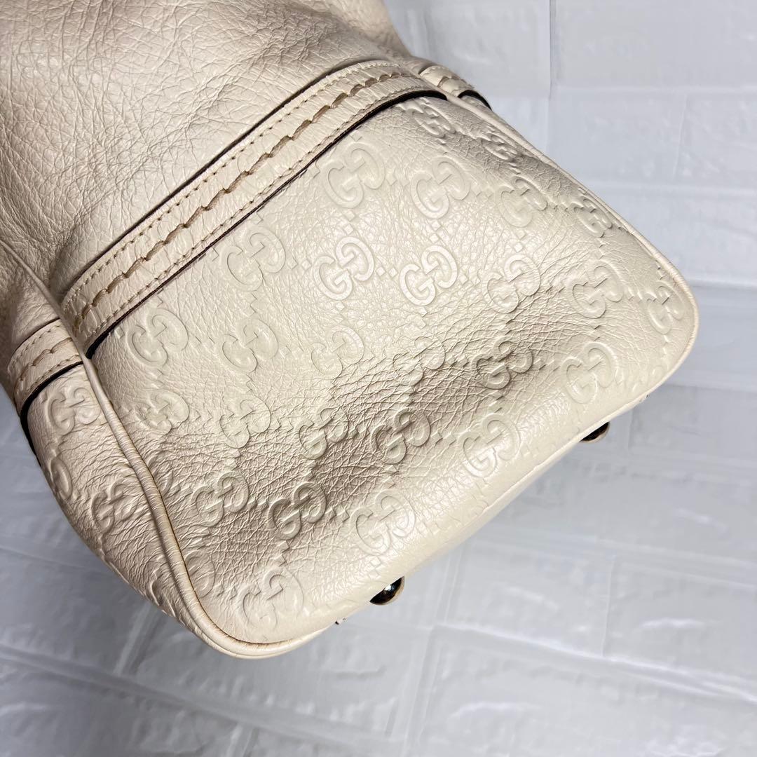 GUCCI グッチ シマトートバッグ GGレザー トートバッグ ホワイト