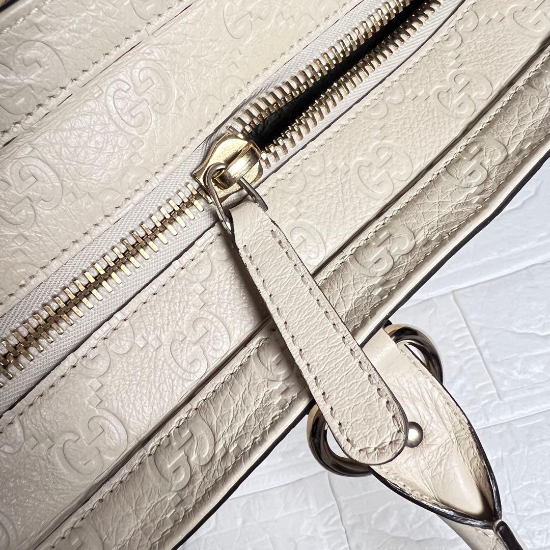 GUCCI グッチ シマトートバッグ GGレザー トートバッグ ホワイト