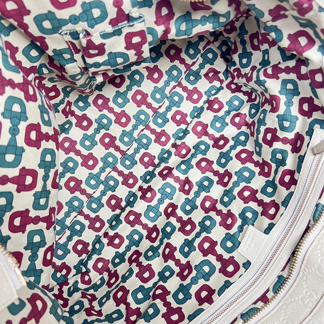 GUCCI グッチ シマトートバッグ GGレザー トートバッグ ホワイト