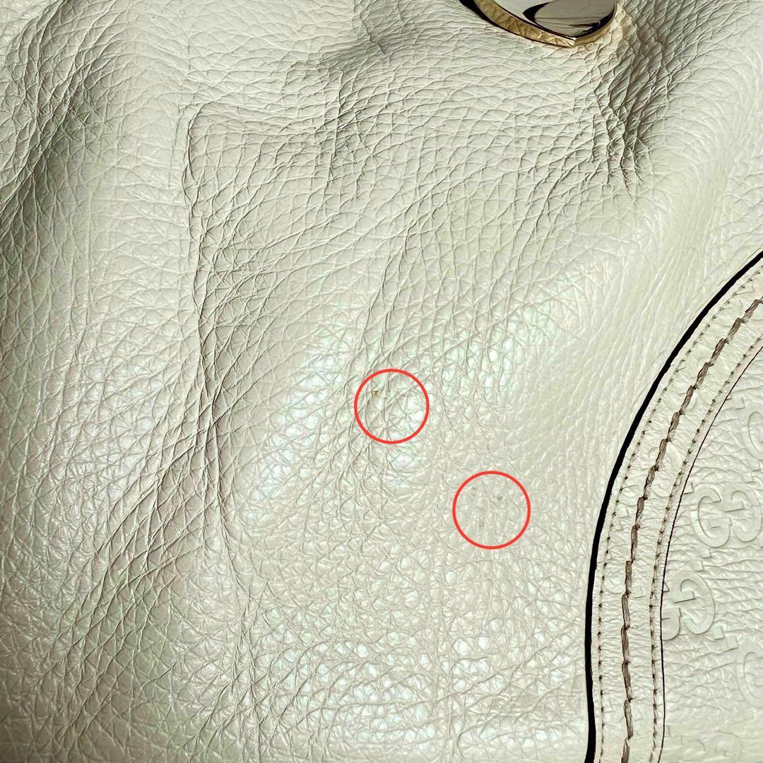 GUCCI グッチ シマトートバッグ GGレザー トートバッグ ホワイト