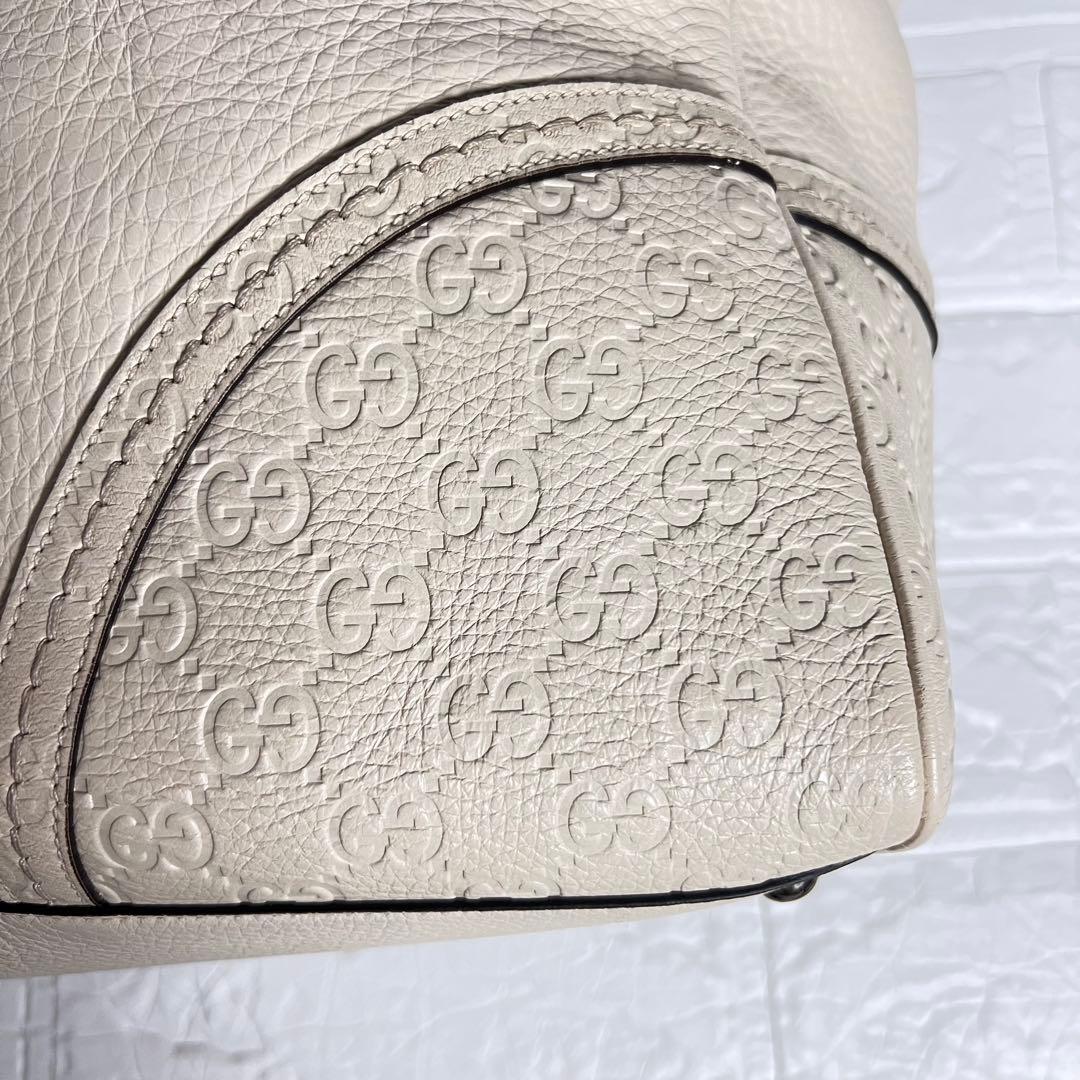 GUCCI グッチ シマトートバッグ GGレザー トートバッグ ホワイト