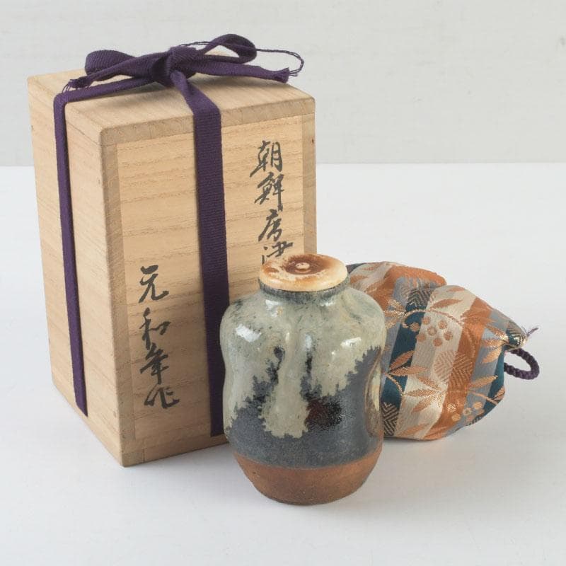 茶道具　元和年代作　古唐津　朝鮮唐津茶入　大徳寺　方谷浩明極め箱　V　9339