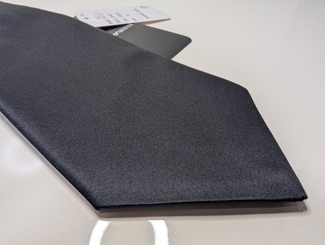 【新品タグ付】エンポリオアルマーニ ネクタイ 黒 ソリッド 光沢【最高級】