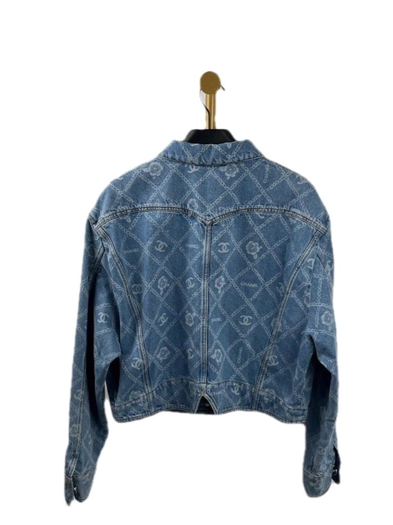 シャネル ココボタン 23A コットン デニムジャケット ブルー