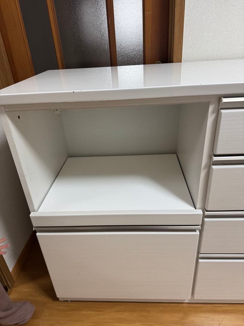 (幅)180cm キッチンボード/チェスト/食器棚/ホワイト