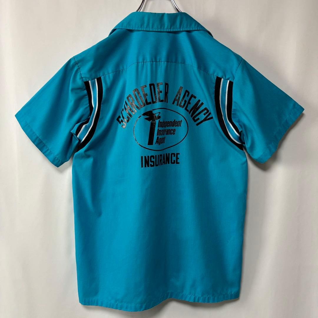 USA製 ヒルトン　ボーリングシャツ　半袖シャツ　ヴィンテージ　古着　ブルー　M