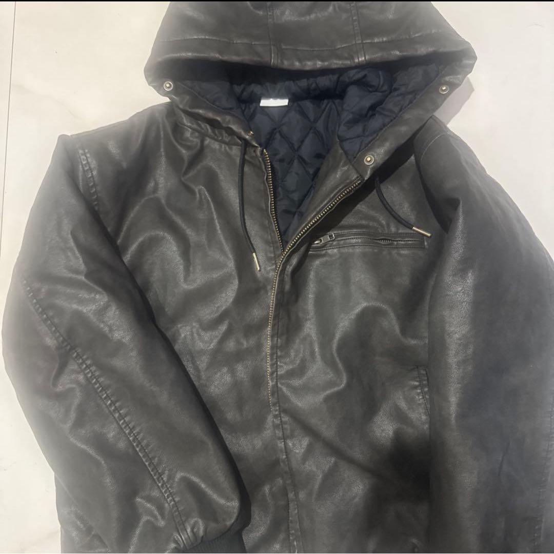 ドローコードダブルジップアーティフィシャル２WAYフードブルゾン