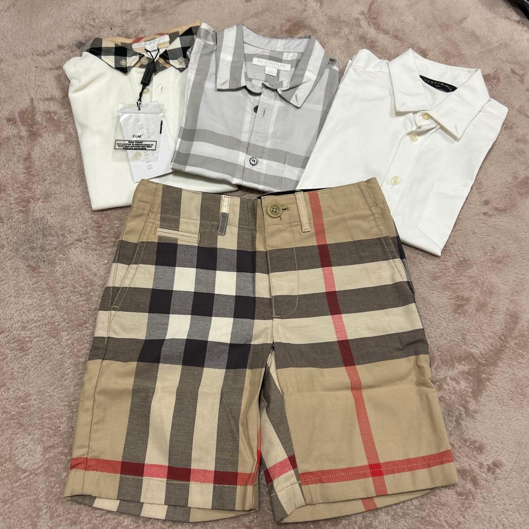 バーバリーチルドレン他シャツ3枚とハーフパンツのセット