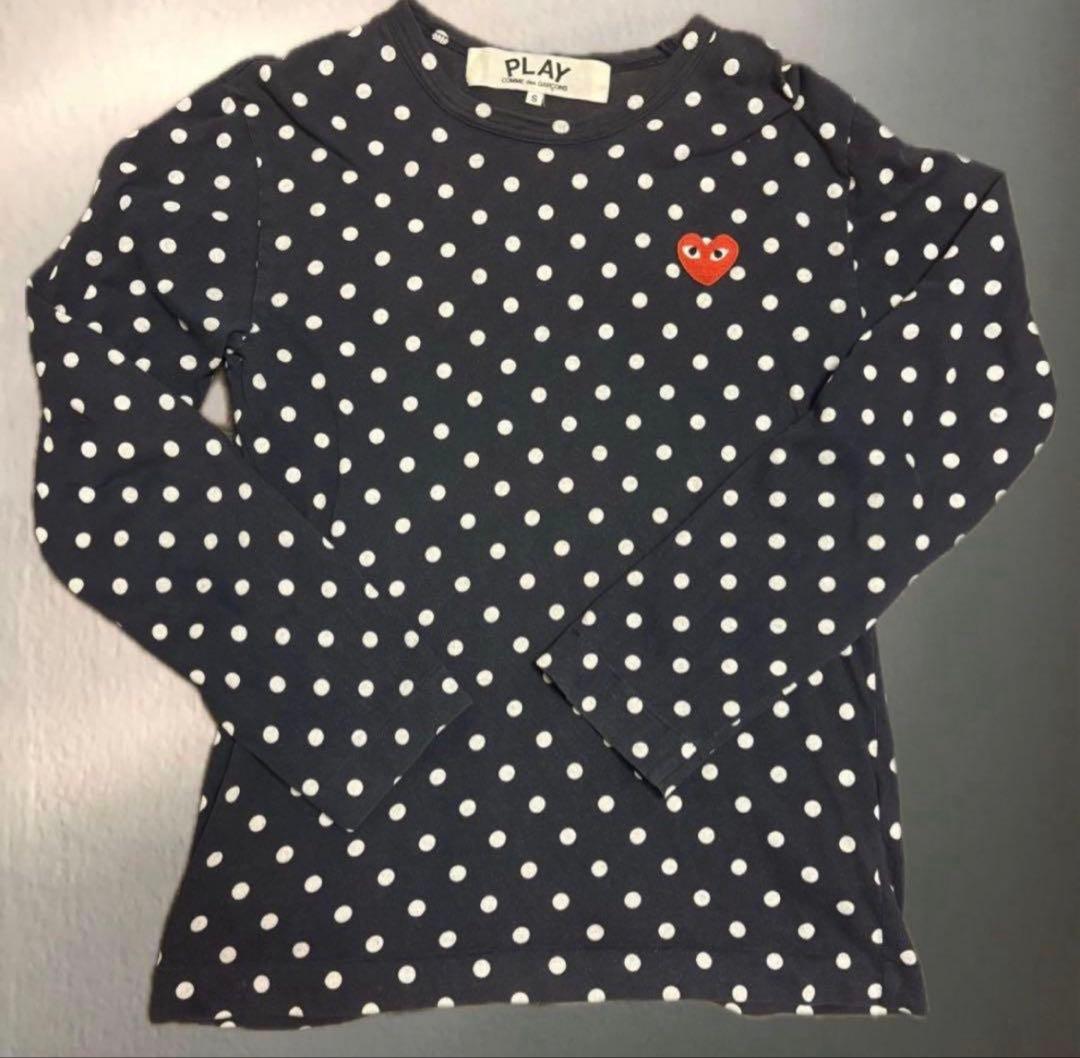 【当日発送】プレイ コムデギャルソン ドット ロンT 長袖 S ネイビー