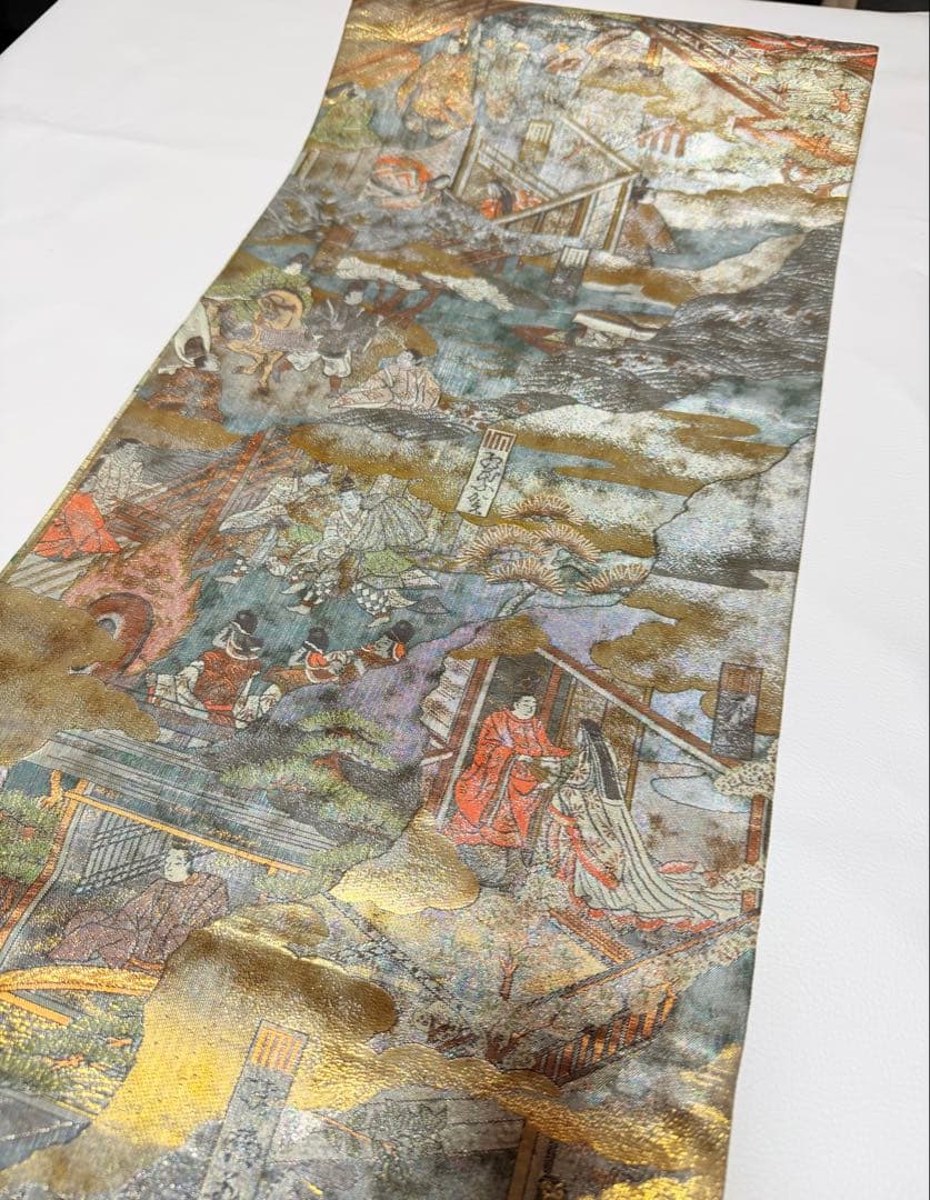 美品 高級 袋帯 正絹 全通柄 リバーシブル 両面 名門西陣 あさぎ フォーマル