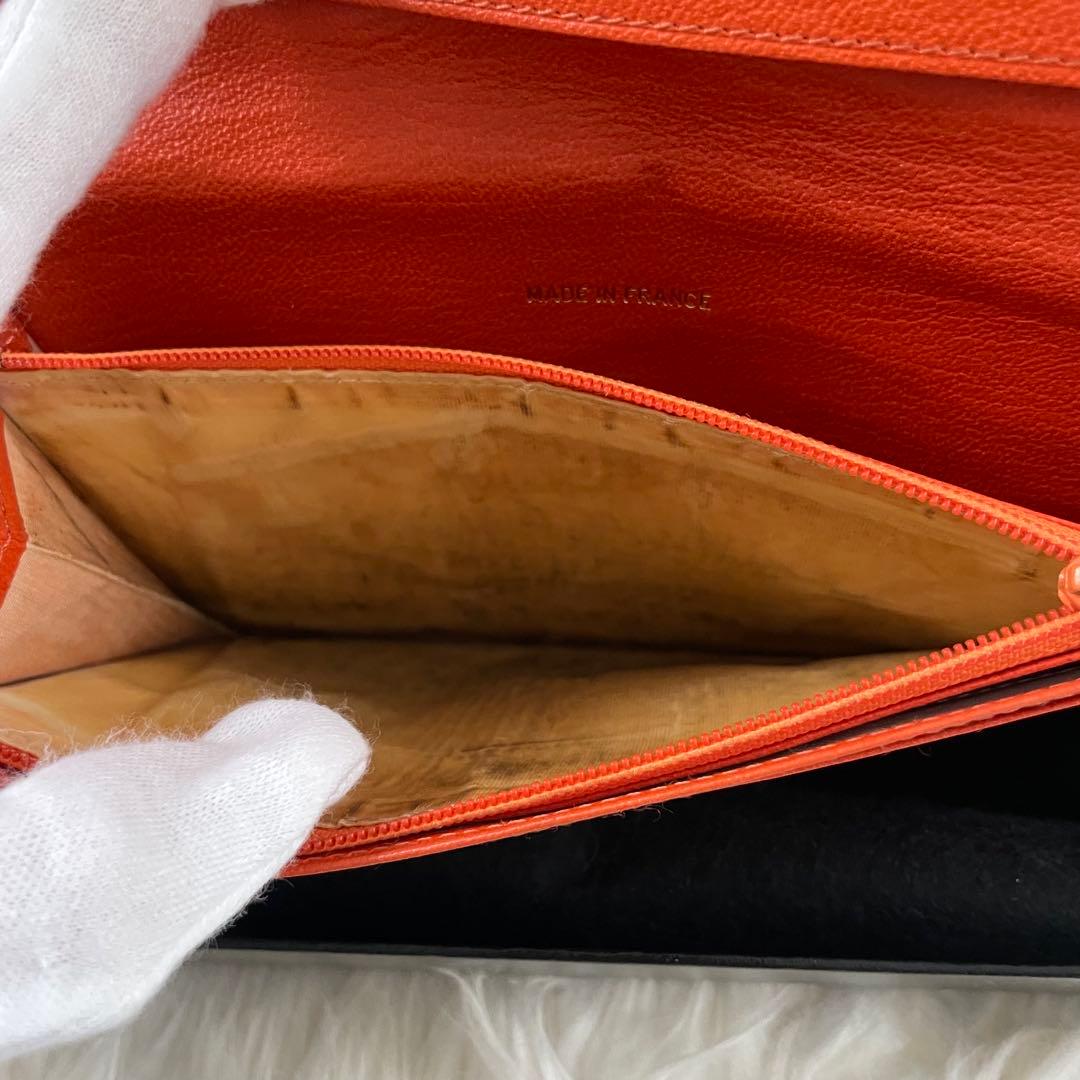 シャネル 長財布 ファスナー付き 財布 ココマーク オレンジ CHANEL