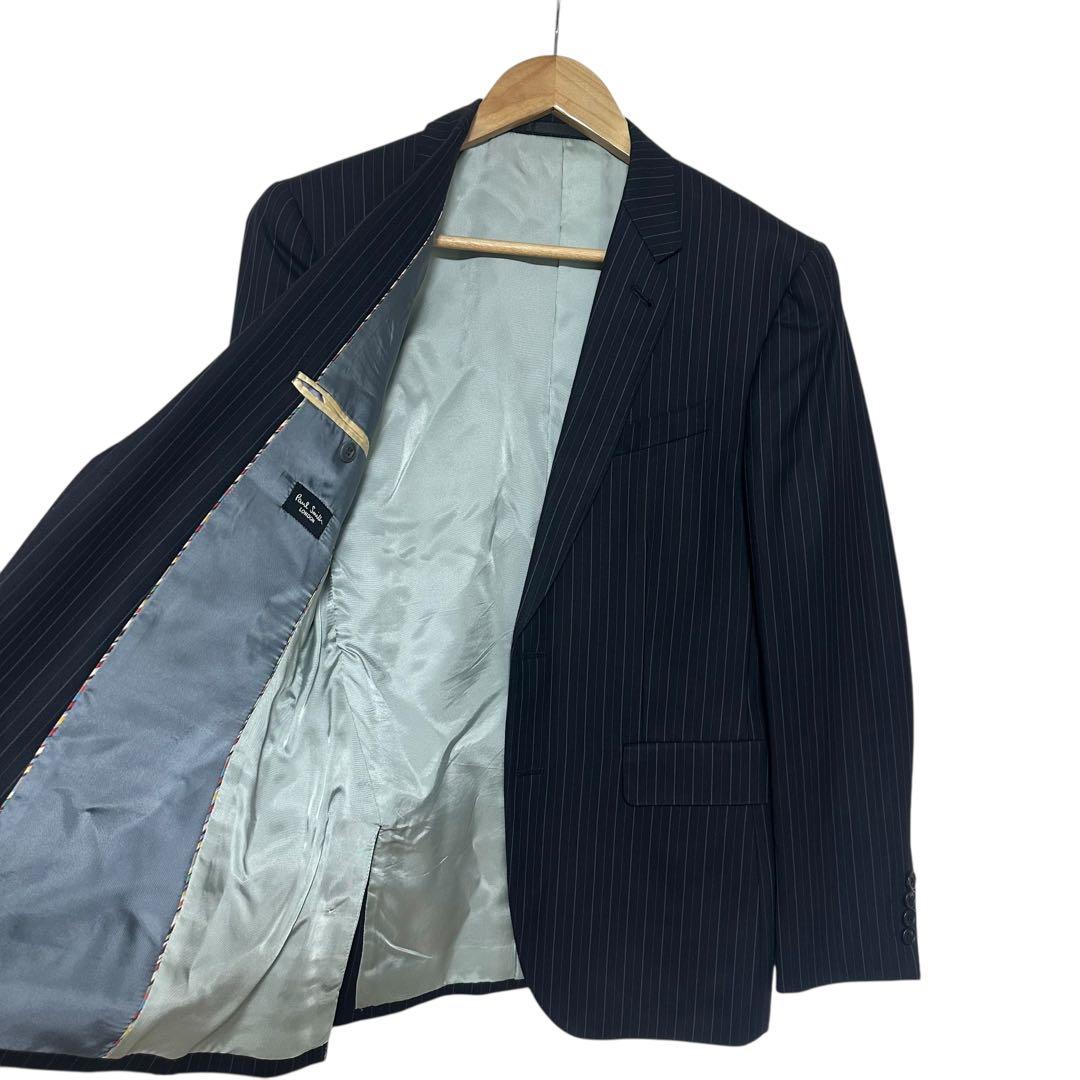 国産美品✨Paul Smith × zenia生地 ストライプ 2ピース紺 M