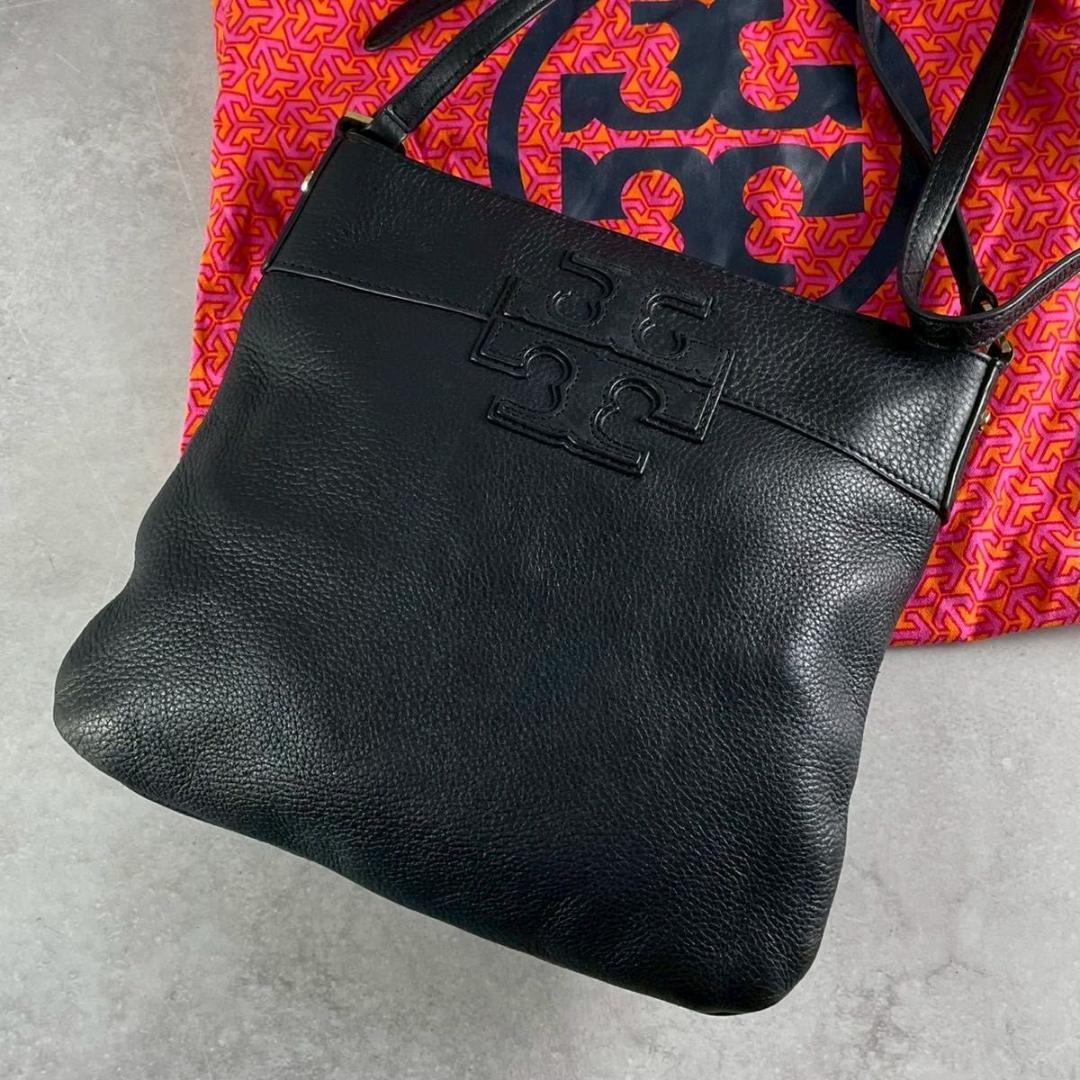 美品　トリーバーチ アマンダ　ブラック　レザー　ショルダーバッグ　グレインレザー