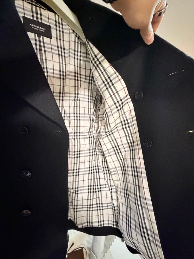 BURBERRY ブラック ウール ピーコート