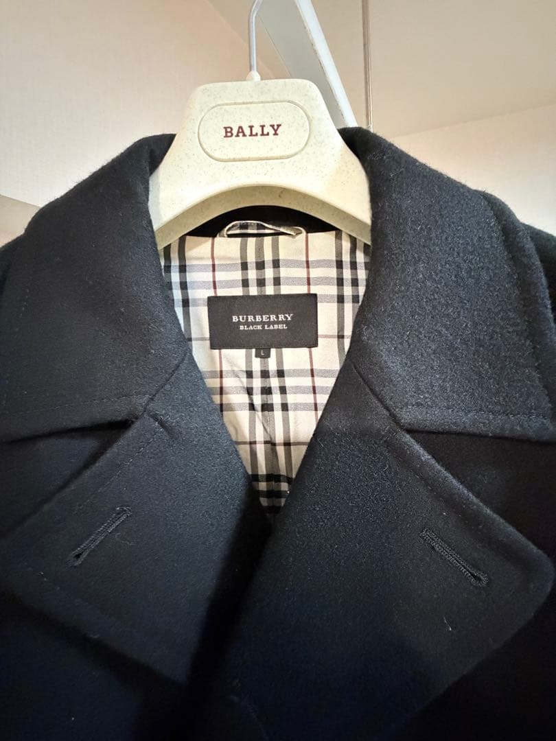 BURBERRY ブラック ウール ピーコート