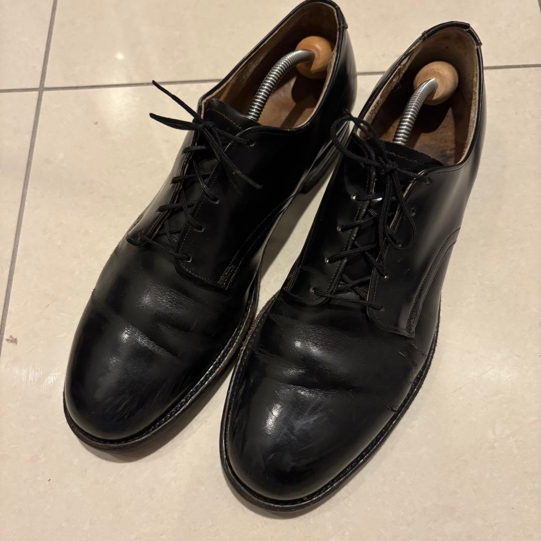 黒 レザー ドレスシューズ プレーントゥ　US NAVY