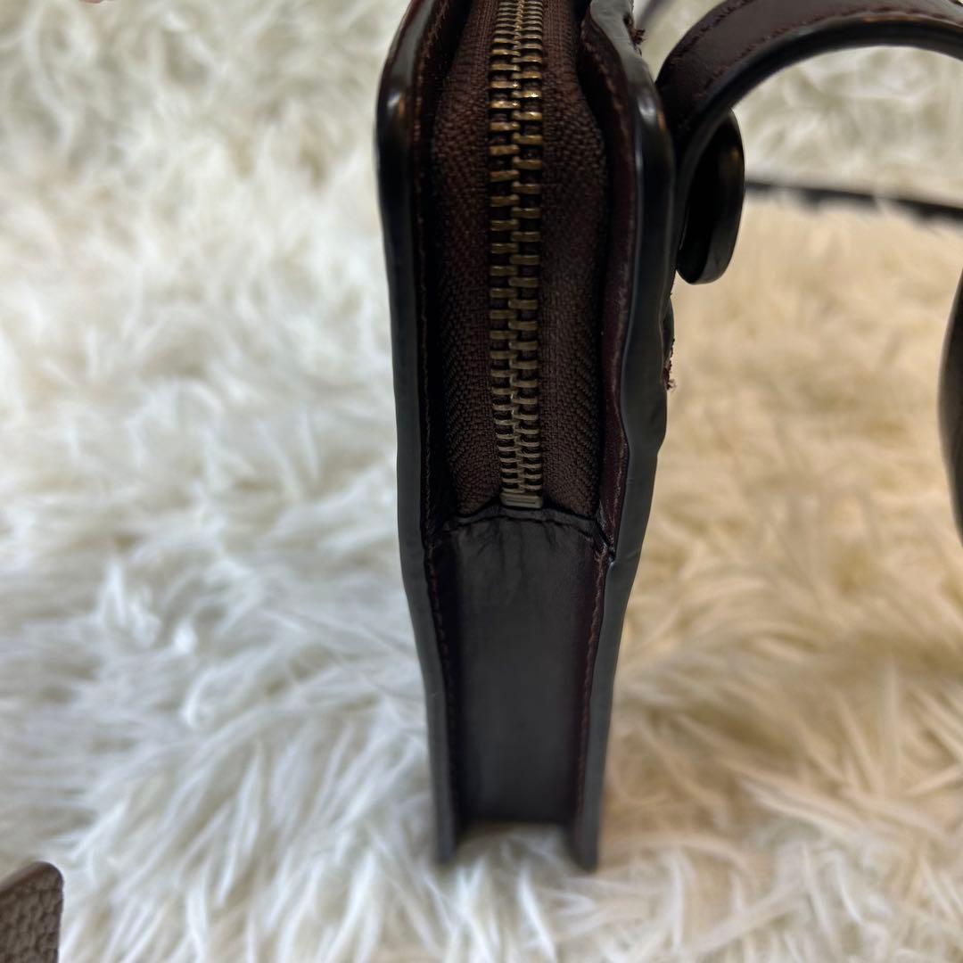 美品 マザーハウス アンティーク サコッシュ ロゴ刻印 レザー ブラウン