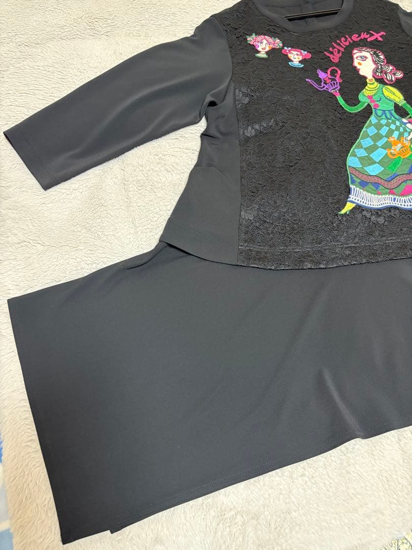 『未使用に近い』⭐️トクコプルミエヴォル⭐️黒地に豪華なレースの所素敵なアップリケ❣️