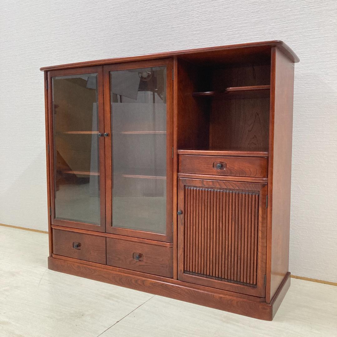 【カリモク】茶棚　水屋箪笥　飾り棚　キャビネット　茶箪笥　食器棚　古民家　和室