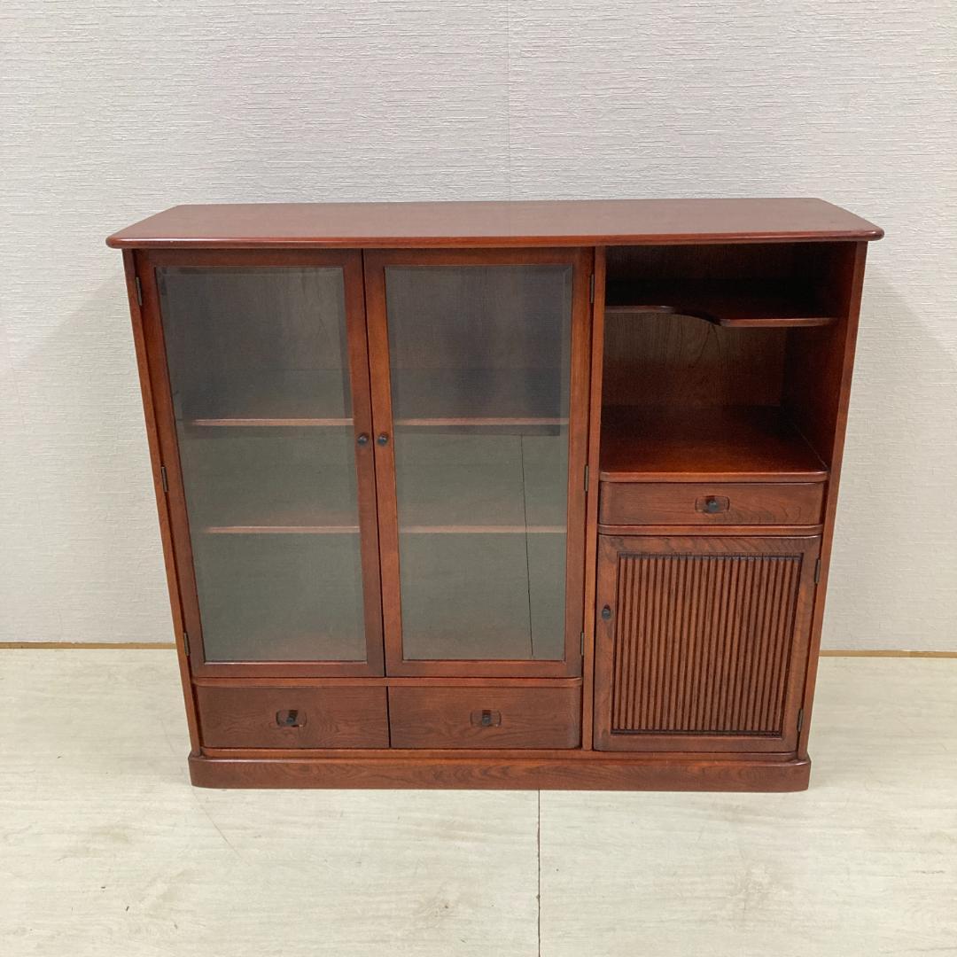 【カリモク】茶棚　水屋箪笥　飾り棚　キャビネット　茶箪笥　食器棚　古民家　和室