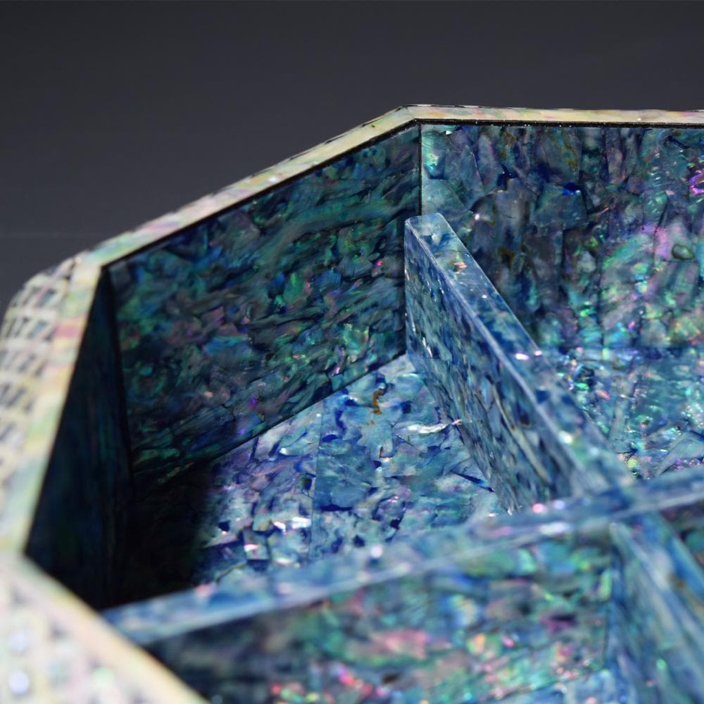 朝鮮美術 朴鎬仁 螺鈿細工 八角 蓋付 小箱 小物入 菓子鉢 螺鈿 骨董 古美術