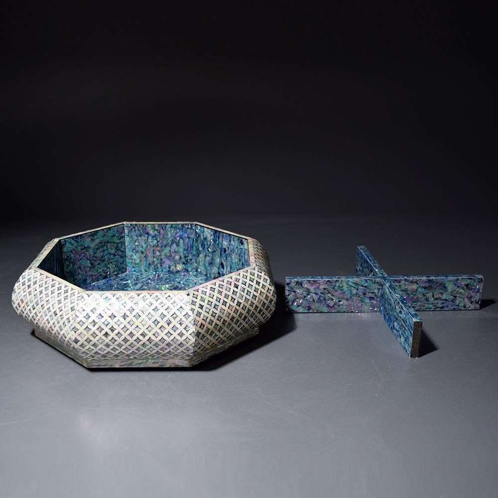 朝鮮美術 朴鎬仁 螺鈿細工 八角 蓋付 小箱 小物入 菓子鉢 螺鈿 骨董 古美術