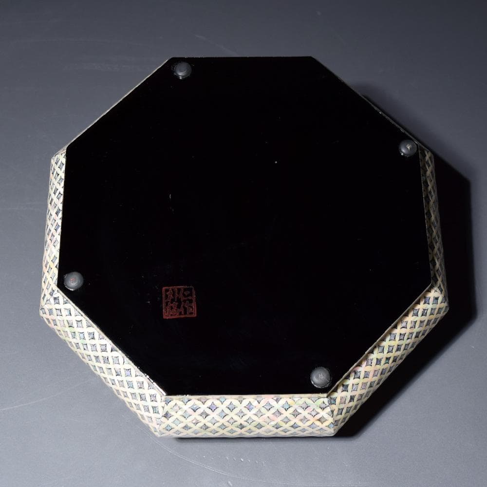 朝鮮美術 朴鎬仁 螺鈿細工 八角 蓋付 小箱 小物入 菓子鉢 螺鈿 骨董 古美術