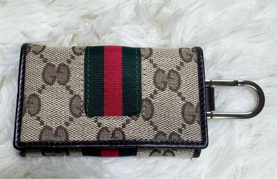 【新品未使用】GUCCI 6連キーケース　GG柄キャンバス　シェリーライン