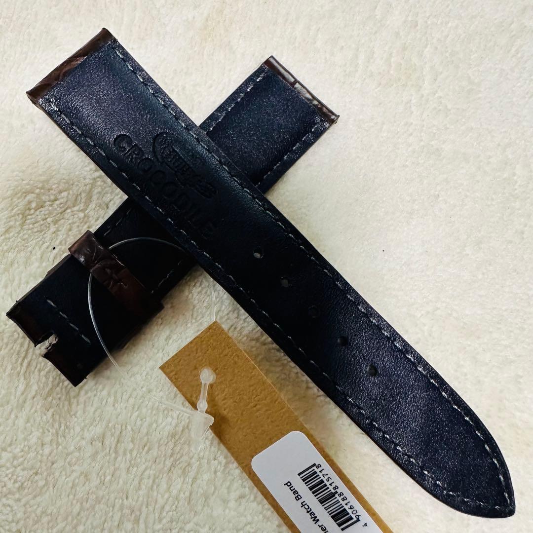 7284#20mm-18mmダークブラウン★本物クロコダイル腕時計用ベルト