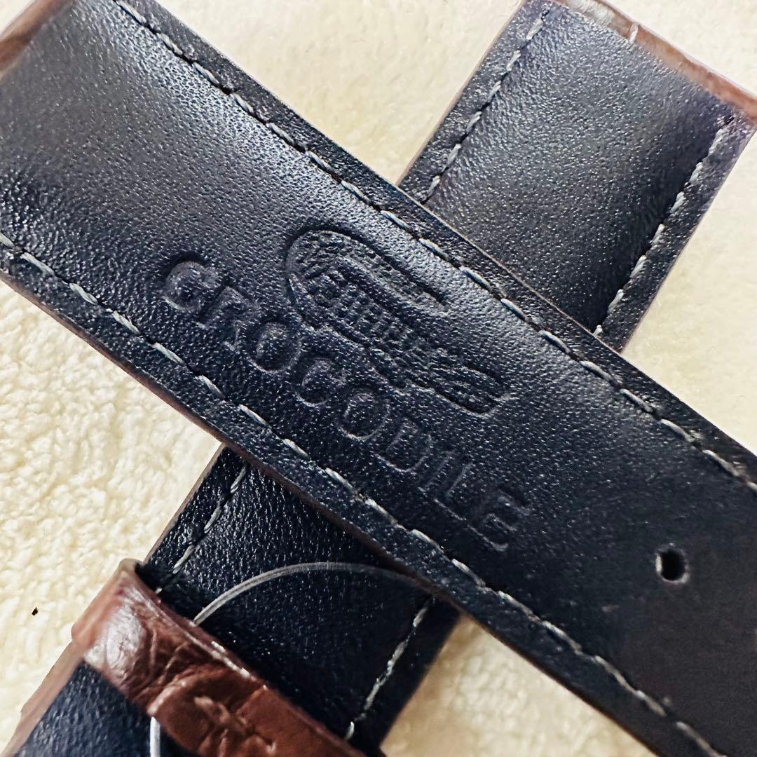 7284#20mm-18mmダークブラウン★本物クロコダイル腕時計用ベルト