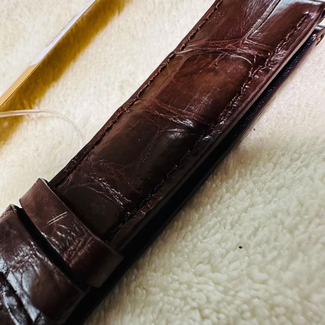 7284#20mm-18mmダークブラウン★本物クロコダイル腕時計用ベルト