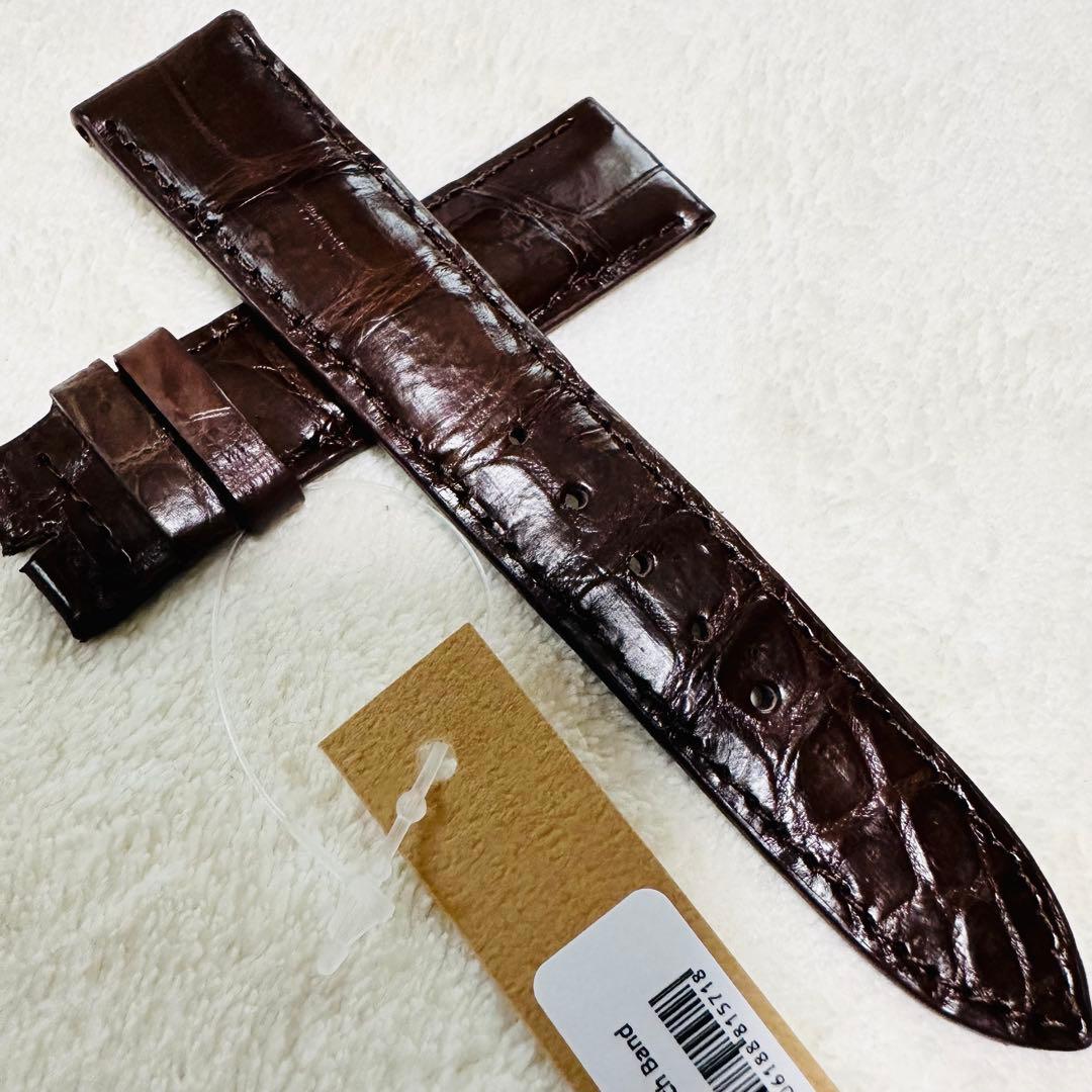 7284#20mm-18mmダークブラウン★本物クロコダイル腕時計用ベルト