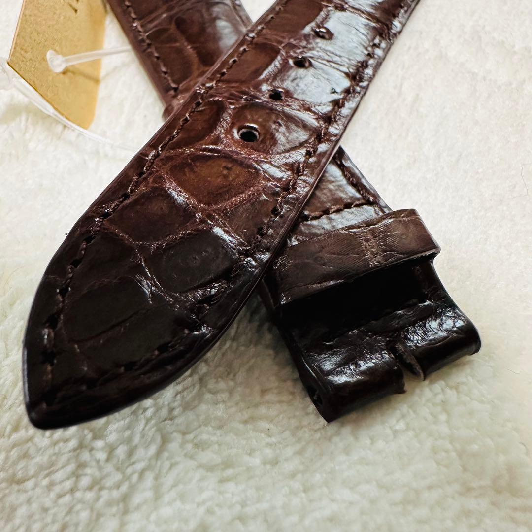 7284#20mm-18mmダークブラウン★本物クロコダイル腕時計用ベルト
