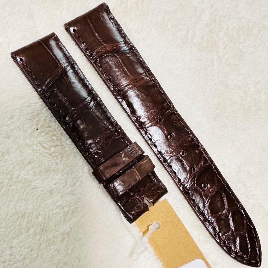 7284#20mm-18mmダークブラウン★本物クロコダイル腕時計用ベルト