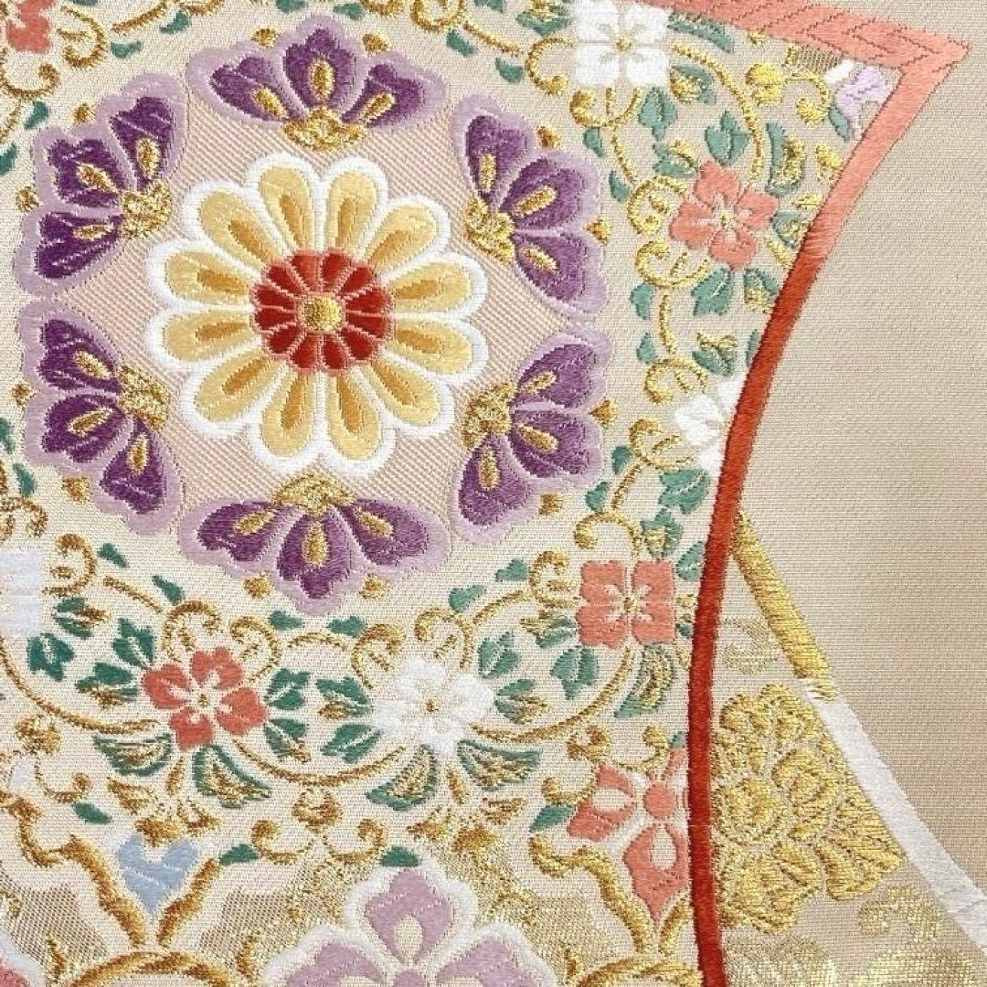 袋帯　華紋　菊花　雪輪青海波　花菱　唐花　金糸　着物　082a u