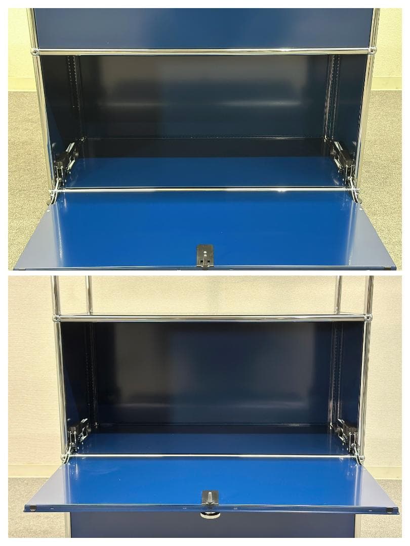 ほぼ未使用■USMハラー■キャビネット 1列3段　スティールブルー　鍵なし　紺色