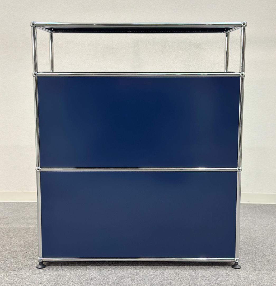 ほぼ未使用■USMハラー■キャビネット 1列3段　スティールブルー　鍵なし　紺色