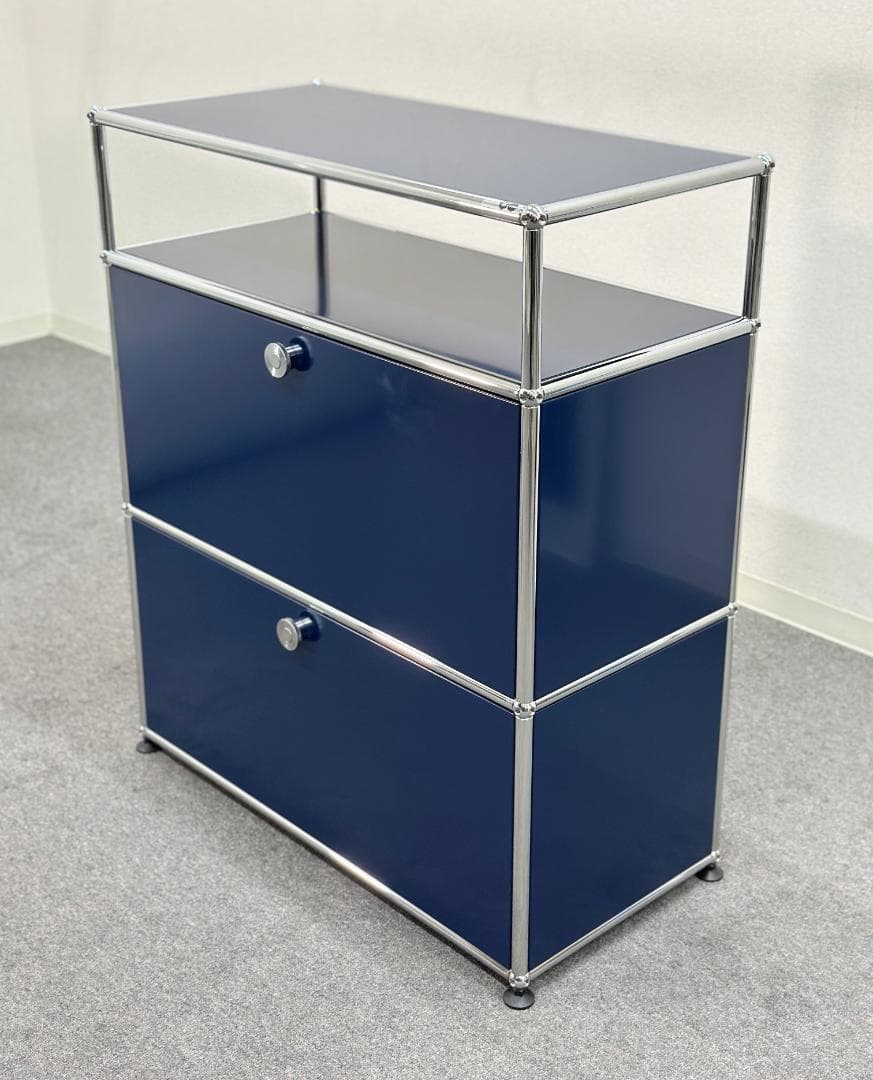 ほぼ未使用■USMハラー■キャビネット 1列3段　スティールブルー　鍵なし　紺色