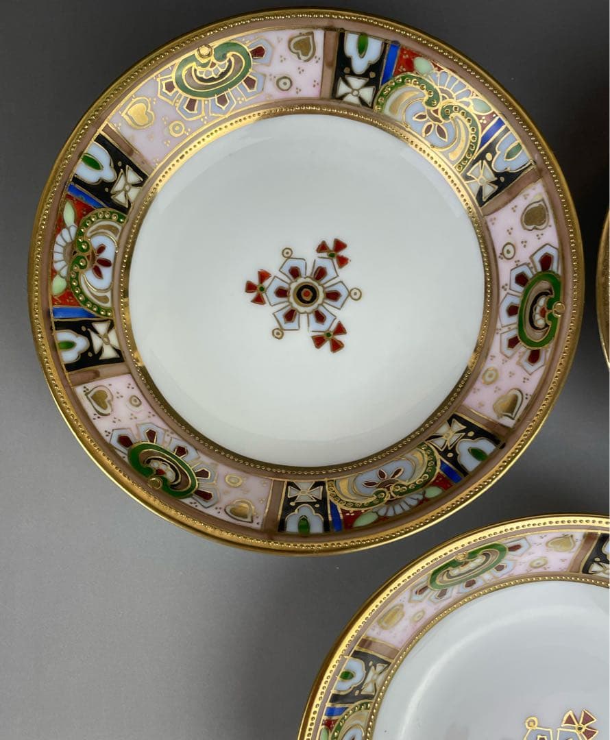 【美品】オールドノリタケ 金盛り ティーカップ ソーサー ３小皿セット