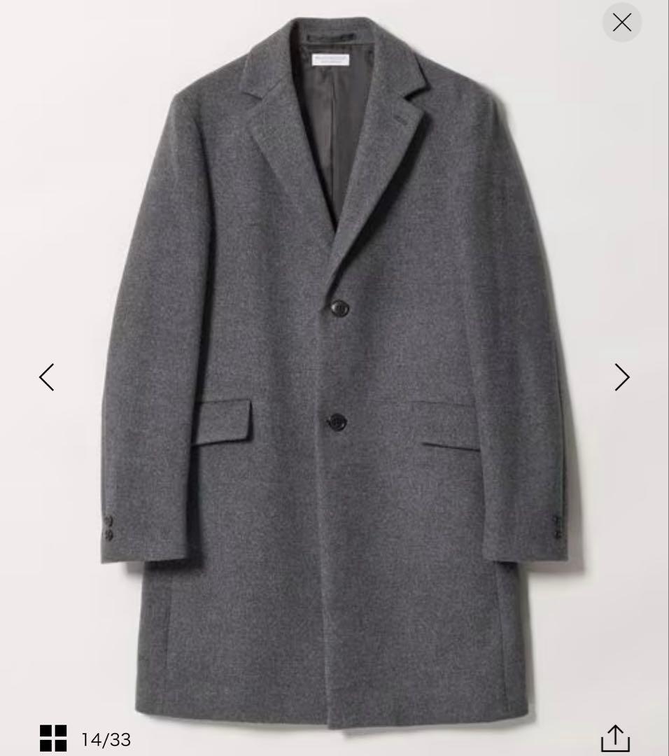 BEAUTY&YOUTH PE メルトン チェスターコート　ダークグレー　XL