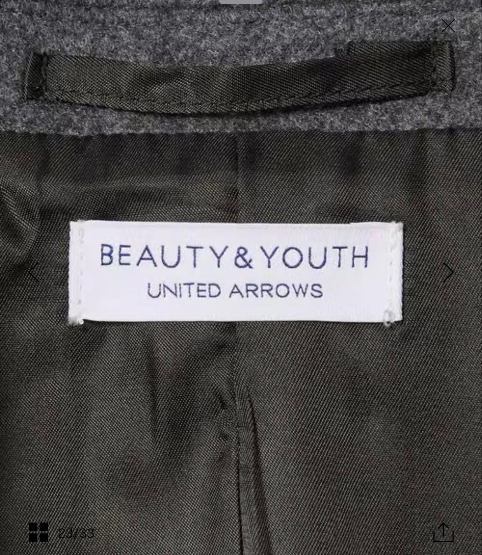 BEAUTY&YOUTH PE メルトン チェスターコート　ダークグレー　XL