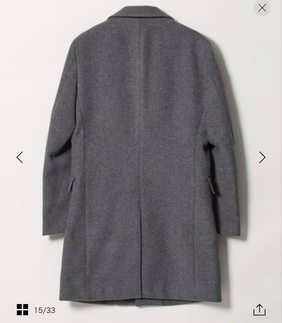 BEAUTY&YOUTH PE メルトン チェスターコート　ダークグレー　XL