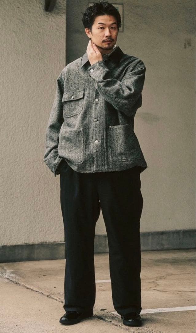 417 edifice ウールツイードカバーオール グレー echeveria