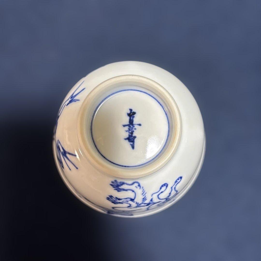 真葛焼　汲み出し　十客　鳥羽絵　湯呑