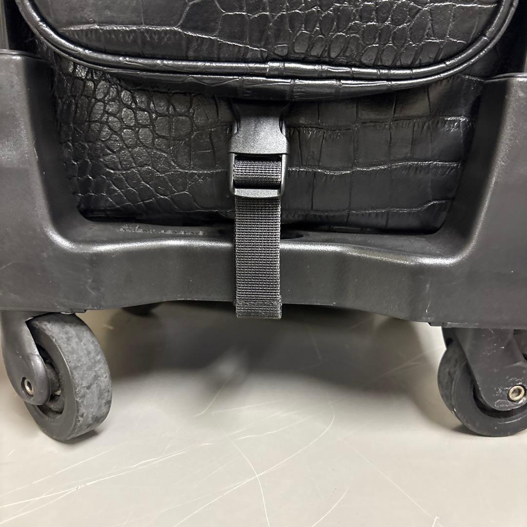 SWANY クロコ型押し キャリーバッグ 黒 ストッパー付き