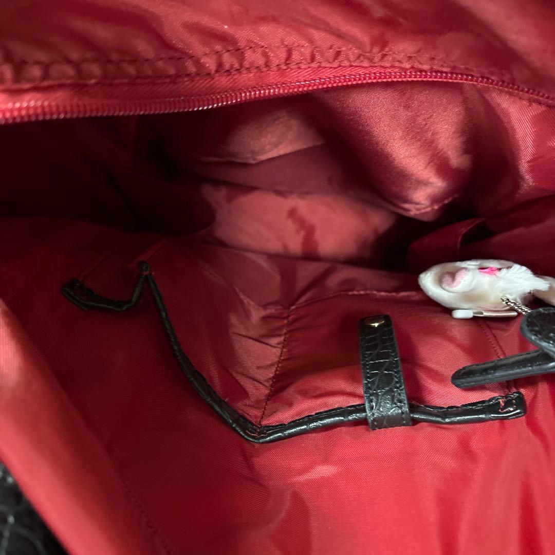 SWANY クロコ型押し キャリーバッグ 黒 ストッパー付き