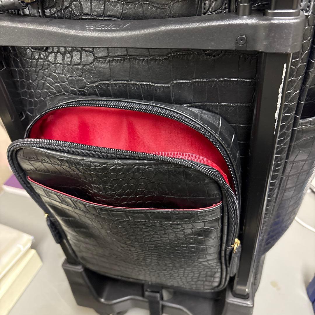 SWANY クロコ型押し キャリーバッグ 黒 ストッパー付き